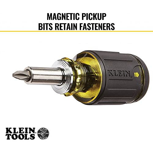 Klein Tools Multi Screwdriver Magnetic 7 Tips Bit 1 Nut 1/4 3