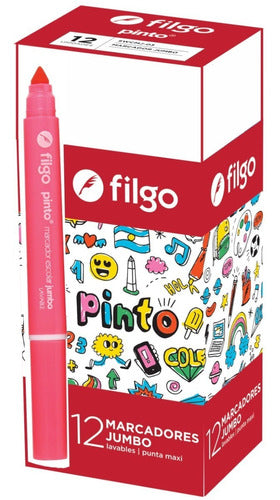 12 Filgo Jumbo Water-based Marker Pink Thick Thin Fibers 0