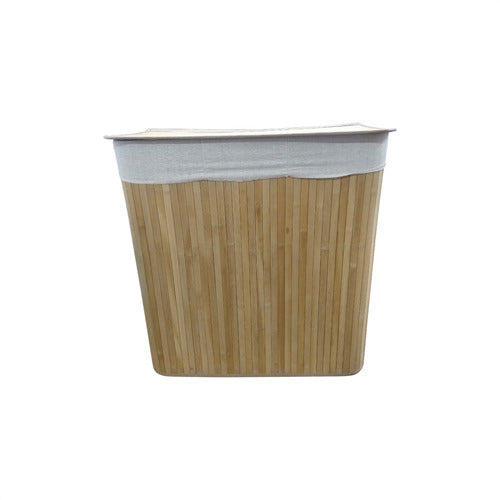 Foldable Bamboo Laundry Basket Reinforced Lightweight 0