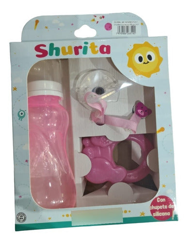 Shurita Baby Set: Bottle + Teether + Pacifier + Pacifier Holder 6