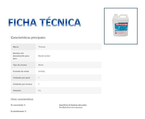 Desinfectante Bacter Action Herbal Bidon X 5 L Aprob Anmat 1