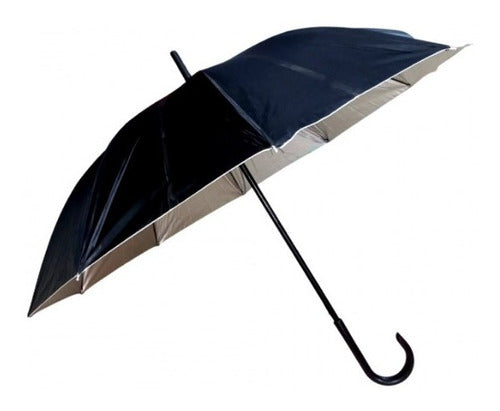 Nagus Long Black Reinforced Umbrella with UV Protection 1