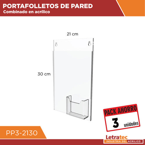 LETATEC Wall Document Holder with Brochure Holder A4 PP3-2130-3 Pack/3 1