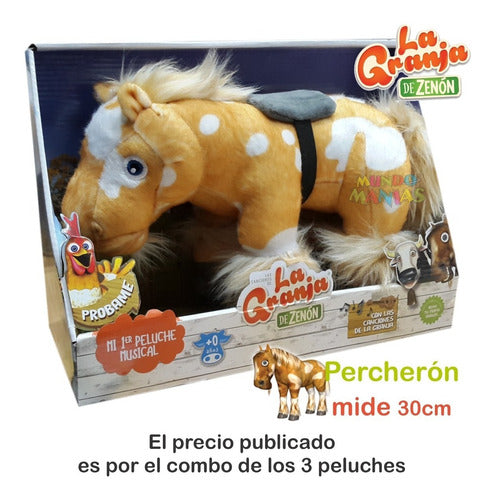 La Granja de Zenón Combo X3 Peluches Granja Zenon Percheron Bartolito Vaca Lola 2