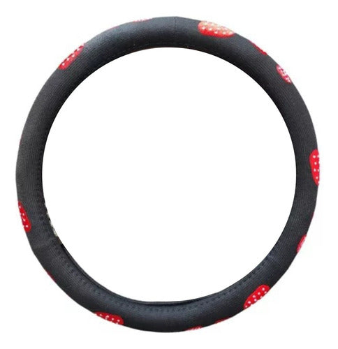 JC Steering Wheel Cover 38cm with Strawberries for Corsa, Meriva, Celta 1