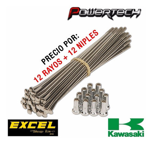 12 Rayos Traseros 19 Excel Kawasaki Kx Kxf 125 250 450 2