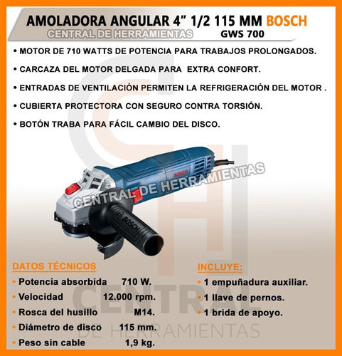 Bosch Angle Grinder GWS 700 Professional Metal Wood 710 1