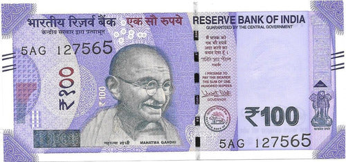 India 100 Rupees Note 2018 Gandhi UNCIRCULATED 0