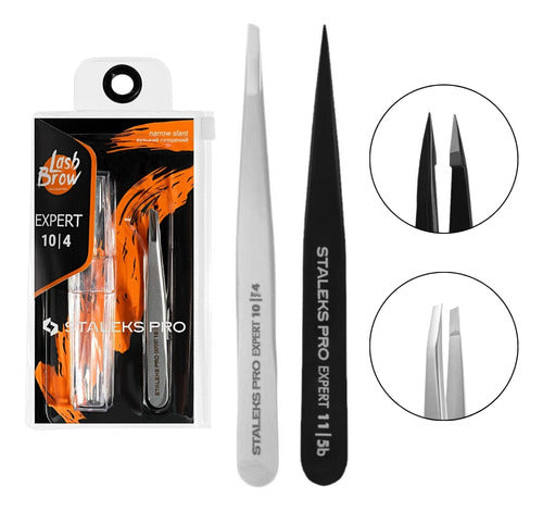 Staleks Pro Expert Eyebrow Tweezers Kit 10/2 and 10/5 0