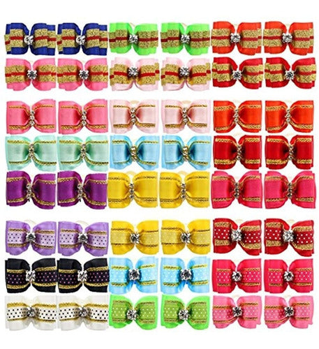 Yoy 48pcs24 Pares Adorable Grosgrain Cinta Pet Dog Arcos Del 0