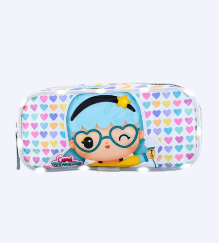 Double Zipper Pencil Case Cool Friends with LED Light by Footy 0