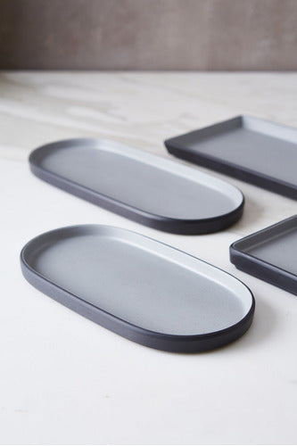 Binah Deco Grey Melamine Oval Tray 6