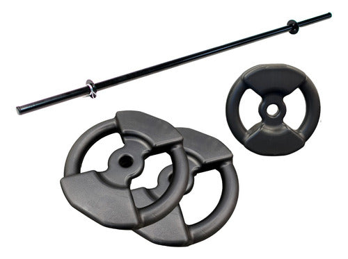 360Fitness 2x10kg Grip Plates + 1x5kg Grip Plate + Bar Kit 0