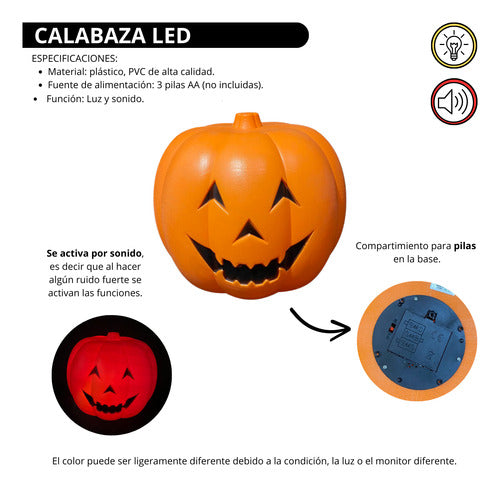 JBIM Calabaza Luz Led Pack X 2 Decoracion Adorno Halloween 3