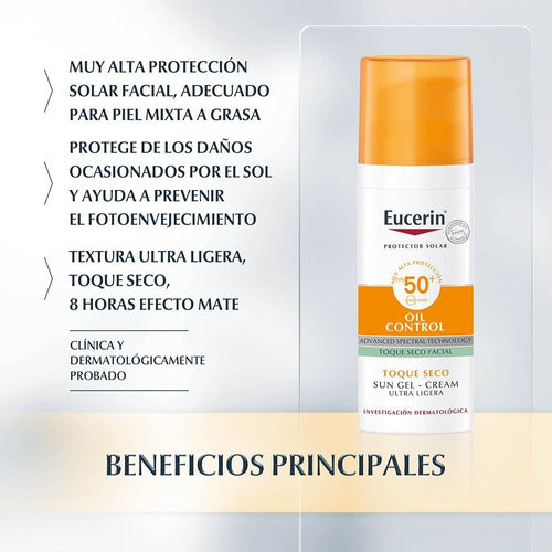 Eucerin Sun Gel-Cream Oil Control Toque Seco FPS 50+ Combo x 2 2