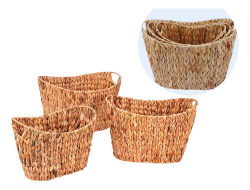 Luperstore Set of 3 Oval Natural Water Hyacinth Storage Baskets 0