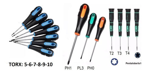 Pro'sKit Torx Set T2 T3 T4 T5 T6 T7 T8 T9 T10 Ts1 Ph1 Ph0 Pl 13 Pieces 0