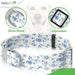 HelloPaw - Blue Flowers and Silver Metal - Premium Nylon Dog Collar 2