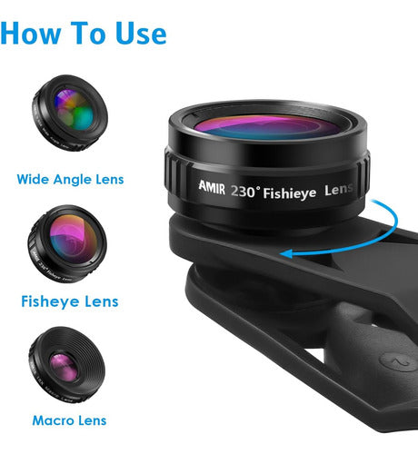 Amir Phone Camera Lens, 230° Fisheye Lens, 8 Lens 5