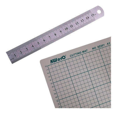 Kw Trío A3 Pink Cutting Mat for Scrapbooking with 15cm Steel Ruler 0