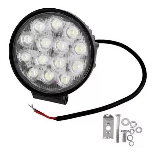 Faro Auxiliar Led Redondo 14 Led 42w 4x4 Agro Off Road Agro 1