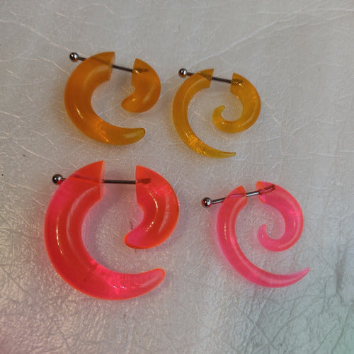 Acrylic Steel Spiral Fake Expander Horn Earrings Piercing 3-4 cm 105