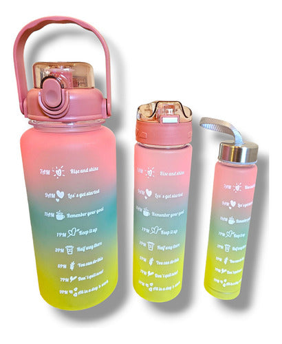 Set of 3 Motivational Sports Water Bottles with Time Tracker 71