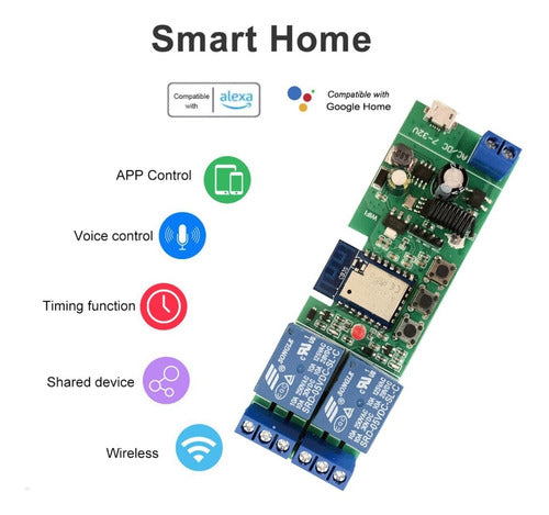 Smart Rele Wifi+rf  2 Canales Para App Tuya / Smartlife 3