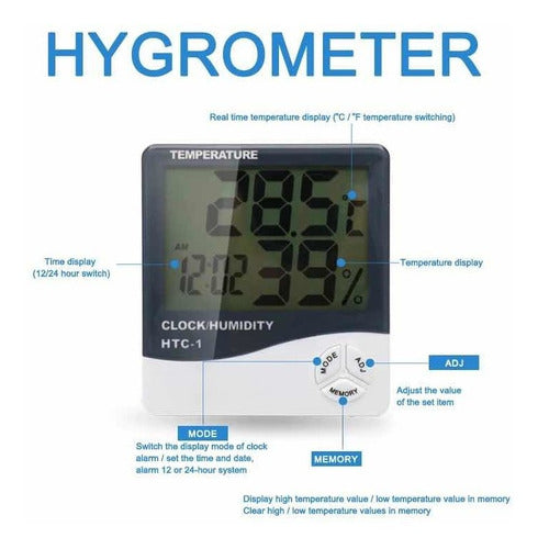 Ocean Gadgets Termohigrometro Digital Reloj Humedad Temperatura Cultivo In 2