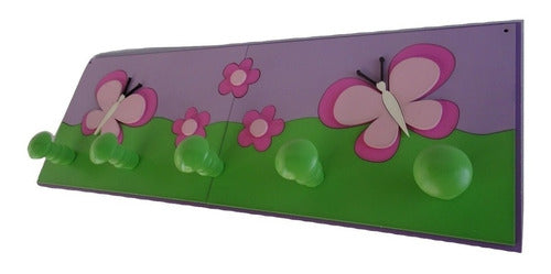 Butterflies and Flowers Wall Coat Rack with 5 Hooks 1