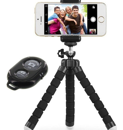 Spider Mini Tripod + Cell Phone Adapter + Bluetooth Remote Control 0