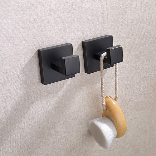 TASTOS Matte Black Bathroom Hooks for Towels 3