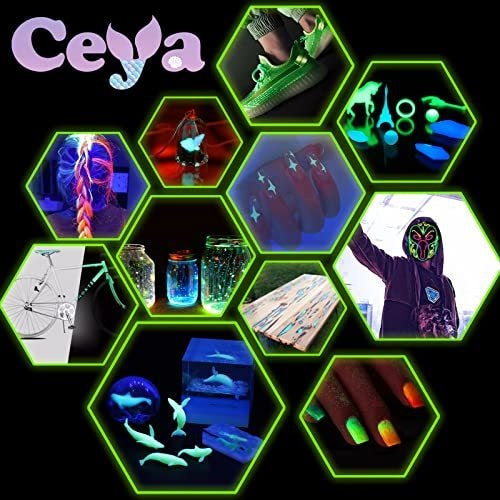 Ceya Fluorescent Rose Red Glow Powder - 150g Glow In The Dark Pigment Powder 5