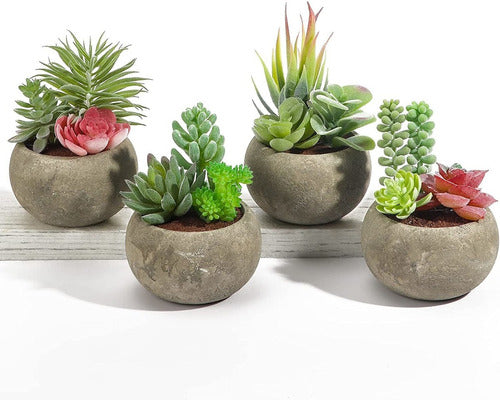 Spepla Succulents Plants Artificial 4 Pack, Mini Fake Succulents In Pots, Assorted Small Faux Succulent Decorative For Living Room Home Office Decor 0