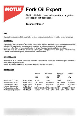 2 Litros Óleo Suspensão Motul Fork Oil Light 5w Expert 6