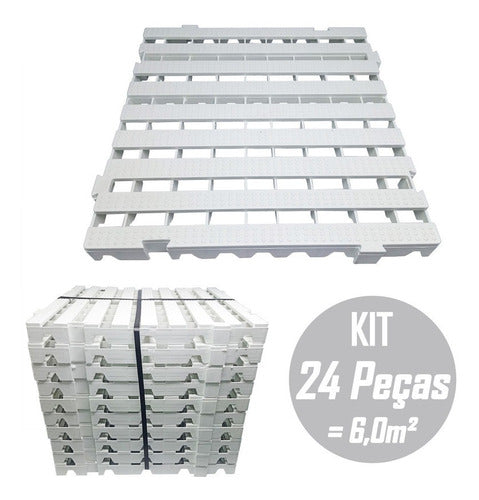 Kit C/ 24 Pçs - Pallet Plástico Estrado 4,5 X 50x50 Branco 0