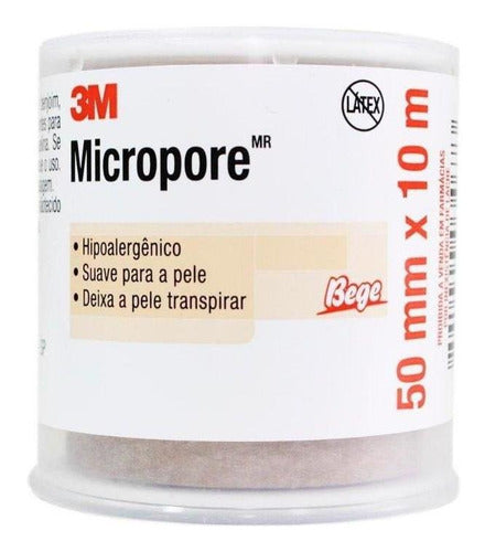 Micropore 5cm X 10m Bege C/capa Pct  Com 6 Unid - 3m 1