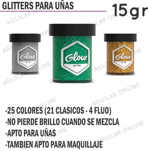 Glitter Glow Para Uñas Esmaltado Brillo Nails 2