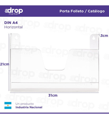 Dropmarket A4 Wall-Mounted Acrylic-Like Brochure Holder 2