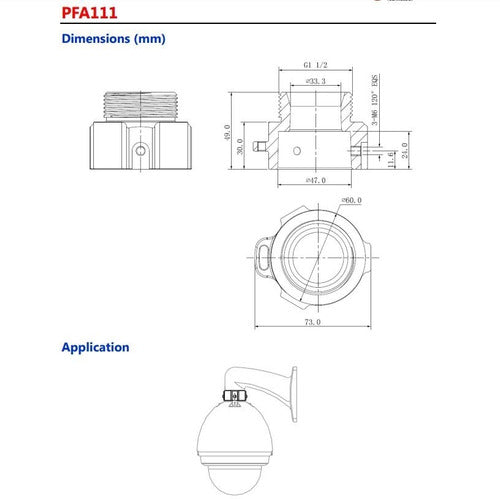 Dahua PFA111 Pan-Tilt Zoom Camera Wall and Ceiling Mount Adapter 1