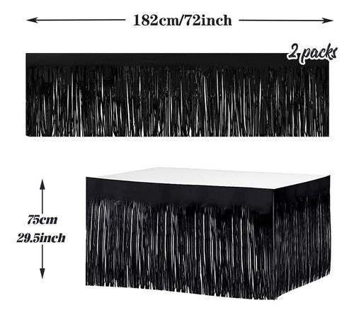 Cortinas Tinsel Negro, 74x183 Cm Para Mesas Rectangulares 1