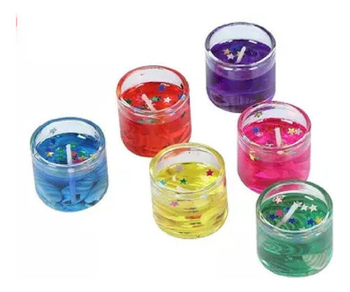 Set X 12 Velas Velitas Gel Color Porta Vela Vidrio 0