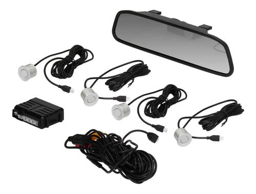 Kit Espejo Retrovisor 1080p + Sensores De Estacionamiento 0