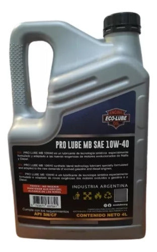 Aceite Eco Lube Pro Lube Mb 10w40 Sintetico X 4 Lts En Msp 1