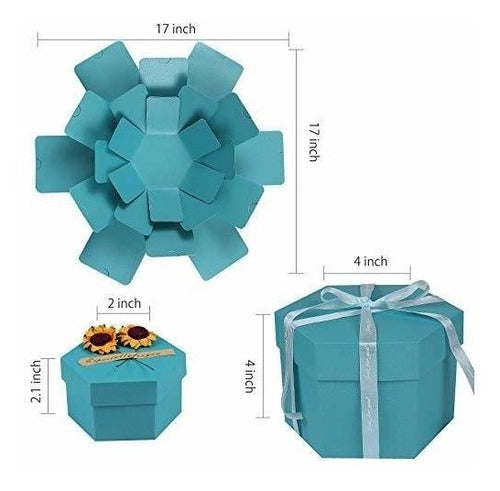 Recutms Surprise Explosion Box Gift Set 5 Layer Hexagonal Aqua 1