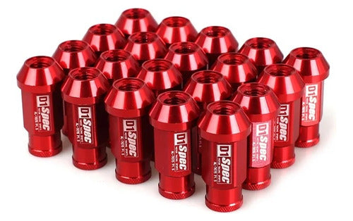 D1 Spec 12x1.50 Red Aluminum Wheel Nuts - Pack of 20 0