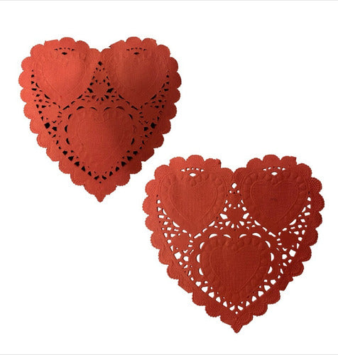 Pack of 100 Heart Lace Paper Doilies 1