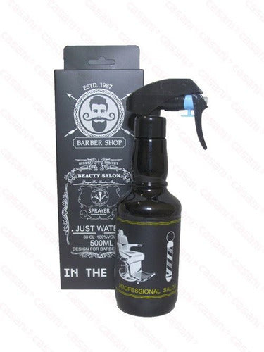 Mojador Pulverizador Botella Barber Shop Negro En Caja 0