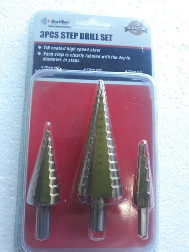 Guiller Titanium Stepped Drill Bit Set X 3pcs 1