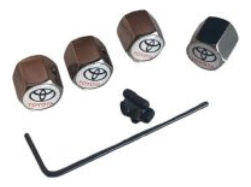 Toyota Chromed Anti-Theft Valve Caps Set of 4 0